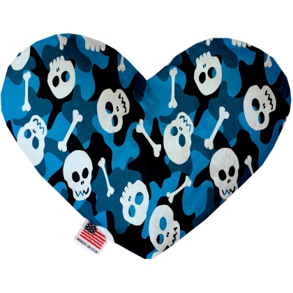 Blue Camo Skulls 6 Inch Canvas Heart Dog Toy