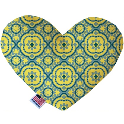 Blue and Yellow Moroccan Patterned 6 inch Canvas Heart Dog Toy