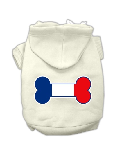 Bone Shaped France Flag Screen Print Pet Hoodies Cream Size L
