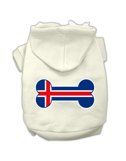 Bone Shaped Iceland Flag Screen Print Pet Hoodies Cream Size L