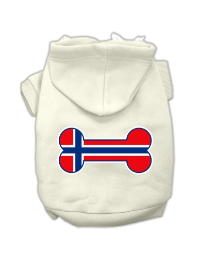 Bone Shaped Norway Flag Screen Print Pet Hoodies Cream Size L