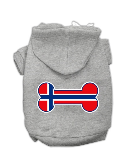 Bone Shaped Norway Flag Screen Print Pet Hoodies Grey L