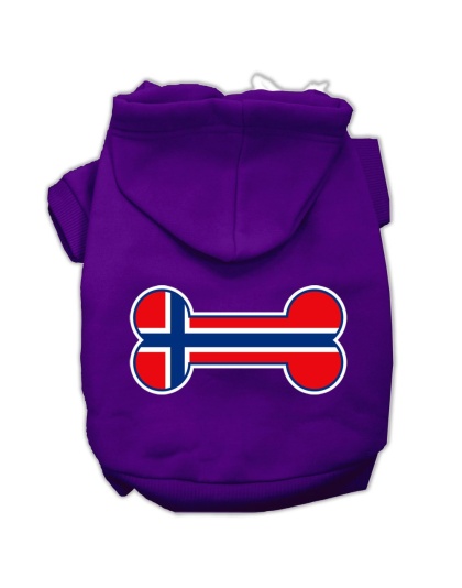 Bone Shaped Norway Flag Screen Print Pet Hoodies Purple Size L