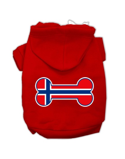 Bone Shaped Norway Flag Screen Print Pet Hoodies Red Size L