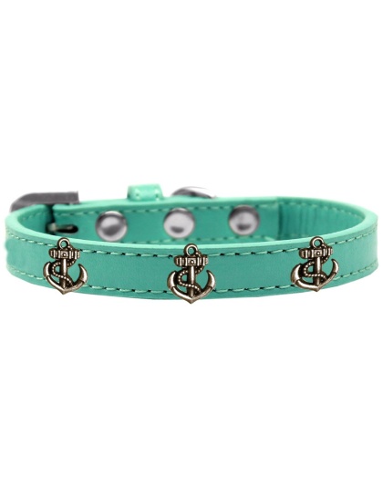 Bronze Anchor Widget Dog Collar Aqua Size 10