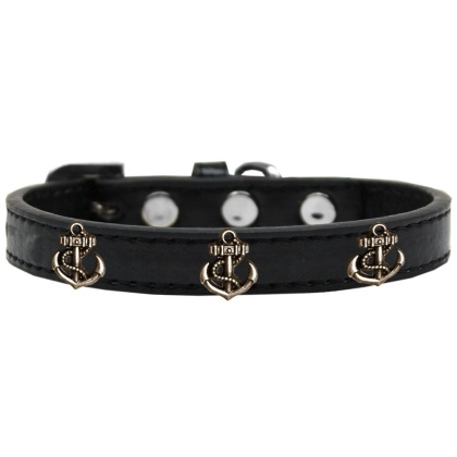 Bronze Anchor Widget Dog Collar Black Size 10