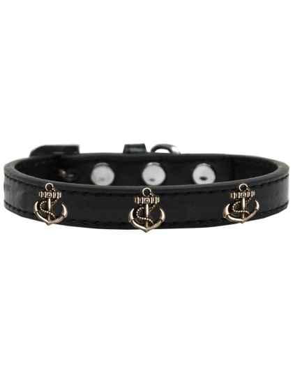 Bronze Anchor Widget Dog Collar Black Size 10