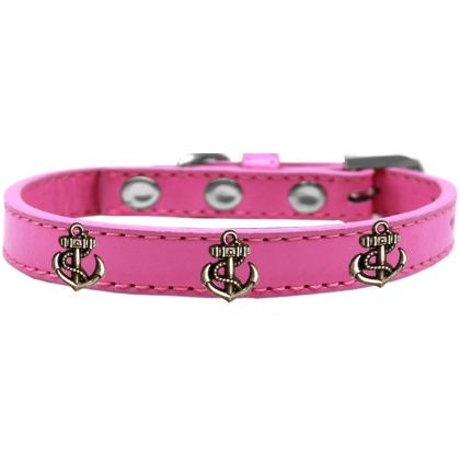 Bronze Anchor Widget Dog Collar Bright Pink Size 10