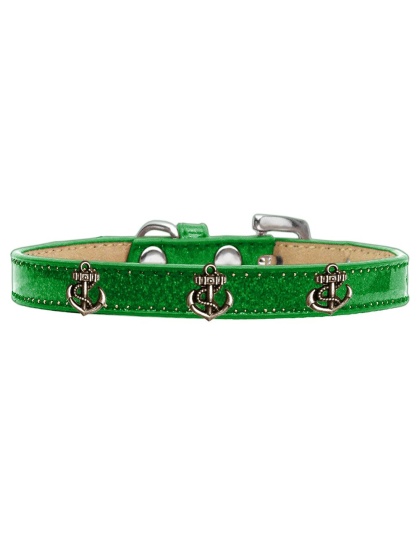 Bronze Anchor Widget Dog Collar Emerald Green Ice Cream Size 10