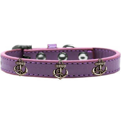 Bronze Anchor Widget Dog Collar Lavender Size 10
