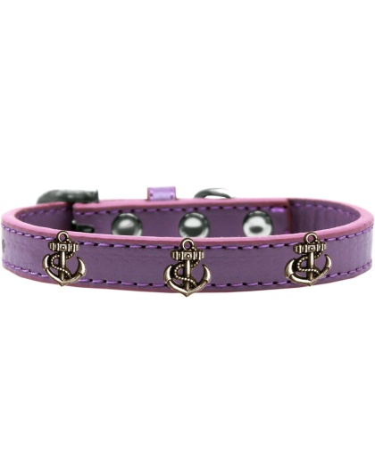 Bronze Anchor Widget Dog Collar Lavender Size 10