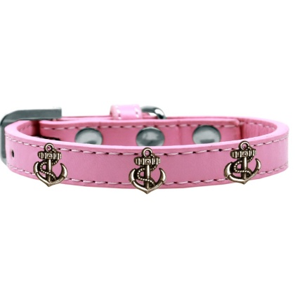 Bronze Anchor Widget Dog Collar Light Pink Size 10