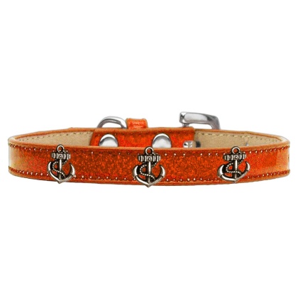 Bronze Anchor Widget Dog Collar Orange Ice Cream Size 10