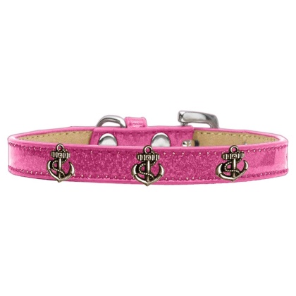 Bronze Anchor Widget Dog Collar Pink Ice Cream Size 10