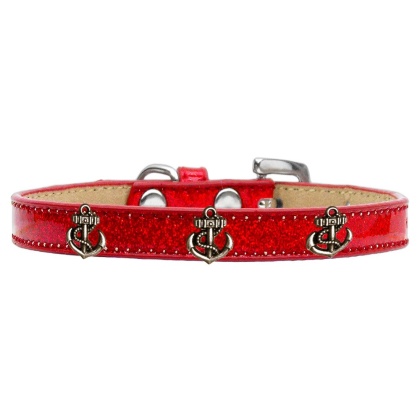 Bronze Anchor Widget Dog Collar Red Ice Cream Size 10
