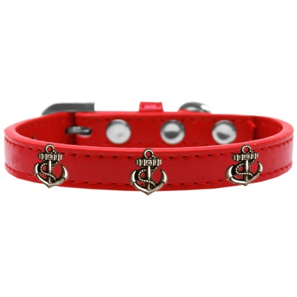 Bronze Anchor Widget Dog Collar Red Size 10