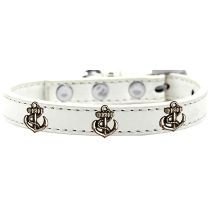 Bronze Anchor Widget Dog Collar White Size 10