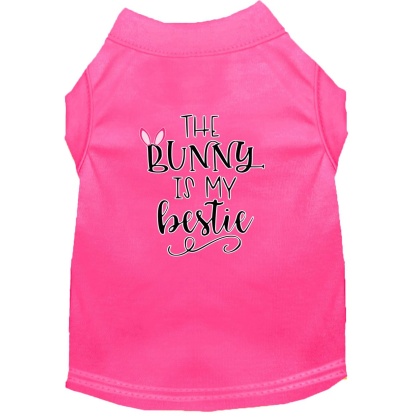 Bunny is my Bestie Screen Print Dog Shirt Bright Pink Lg