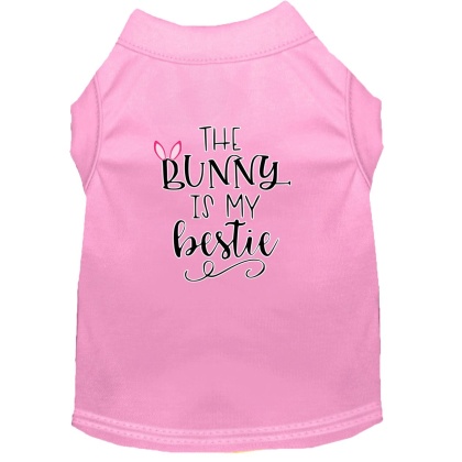 Bunny is my Bestie Screen Print Dog Shirt Light Pink Lg