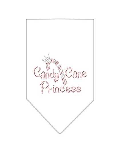 Candy Cane Princess Rhinestone Bandana White Large