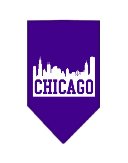 Chicago Skyline Screen Print Bandana Purple Large