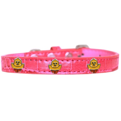 Chickadee Widget Croc Dog Collar Bright Pink Size 10
