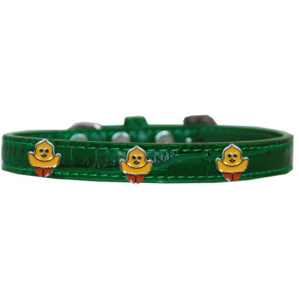 Chickadee Widget Croc Dog Collar Emerald Green Size 10