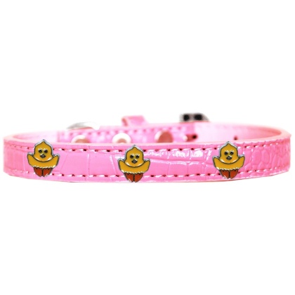 Chickadee Widget Croc Dog Collar Light Pink Size 10