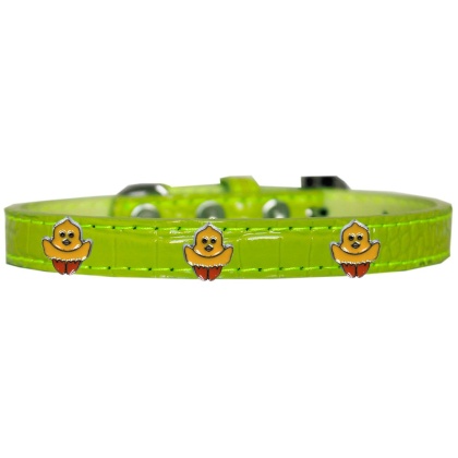 Chickadee Widget Croc Dog Collar Lime Green Size 10