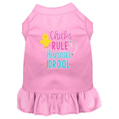 Chicks Rule Screen Print Dog Dress Light Pink 4X (22)