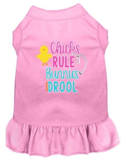 Chicks Rule Screen Print Dog Dress Light Pink 4X (22)