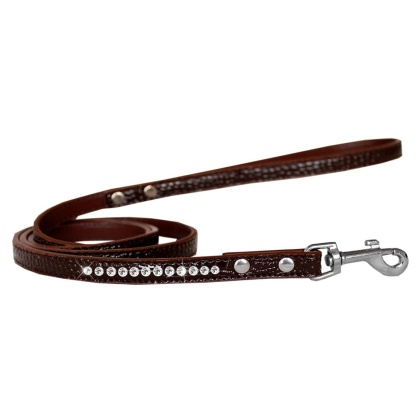 Clear Jewel Croc Leash Chocolate 1/2'' wide x 4' long