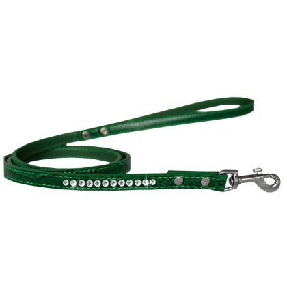 Clear Jewel Croc Leash Emerald Green 1/2'' wide x 4' long