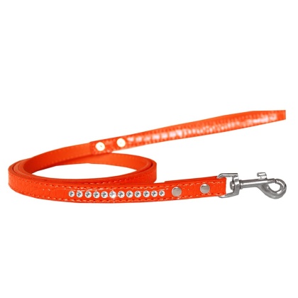 Clear Jewel Croc Leash Orange 1/2'' wide x 4' long