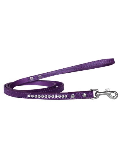 Clear Jewel Croc Leash Purple 1/2'' wide x 4' long