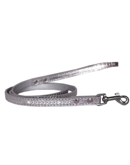 Clear Jewel Croc Leash Silver 1/2'' wide x 4' long