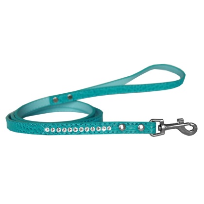 Clear Jewel Croc Leash Turquoise 1/2'' wide x 4' long
