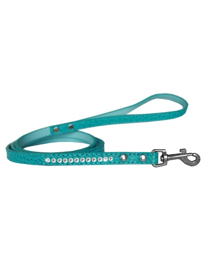 Clear Jewel Croc Leash Turquoise 1/2'' wide x 4' long