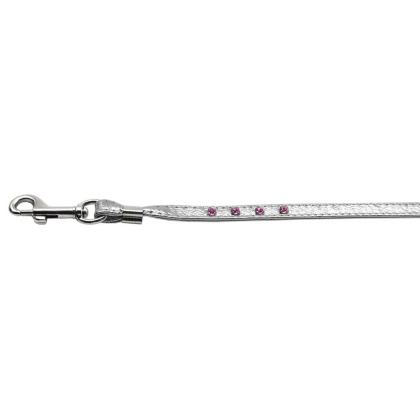 Color Crystal Leash Silver w/ Pink Stones Silver Hardware