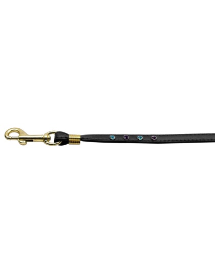 Confetti Crystal Leash Black w/Confetti Gold Hardware