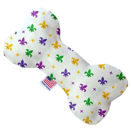 Confetti Fleur de Lis Mardi Gras 10 inch Canvas Bone Dog Toy