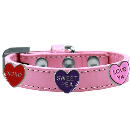 Conversation Hearts Widget Dog Collar Light Pink Size 10