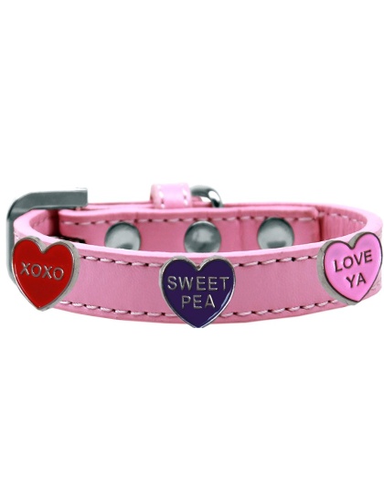 Conversation Hearts Widget Dog Collar Light Pink Size 10