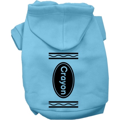 Crayon Costume Screen Print Dog Hoodie Baby Blue Size SM