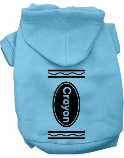 Crayon Costume Screen Print Dog Hoodie Baby Blue Size SM