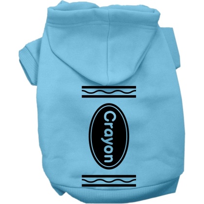 Crayon Costume Screen Print Dog Hoodie Baby Blue Size XS