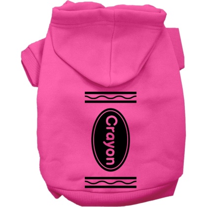 Crayon Costume Screen Print Dog Hoodie Bright Pink Size XS