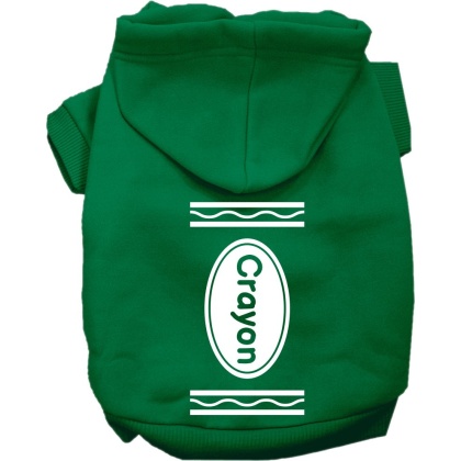Crayon Costume Screen Print Dog Hoodie Emerald Green Size XS