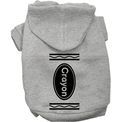 Crayon Costume Screen Print Dog Hoodie Grey Size XS