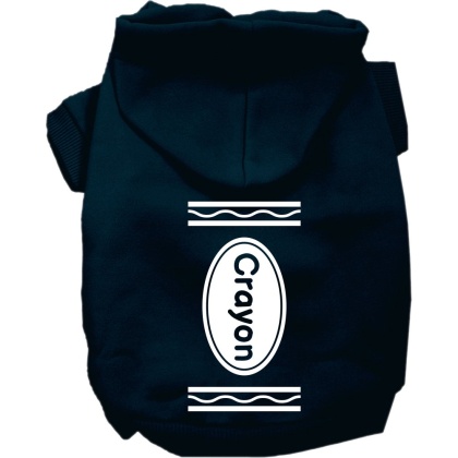 Crayon Costume Screen Print Dog Hoodie Navy Blue Size XS
